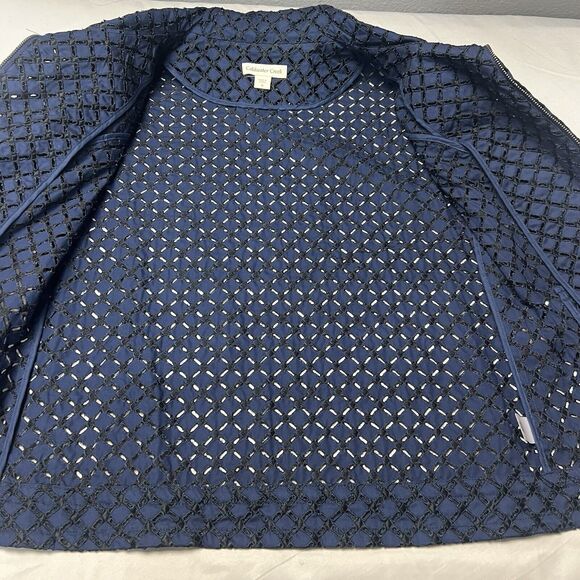 Coldwater‎ Creek Blue Eyelet Zippered Front Shacket Jacket Size 8 Sheer Diamond - Picture 8 of 10